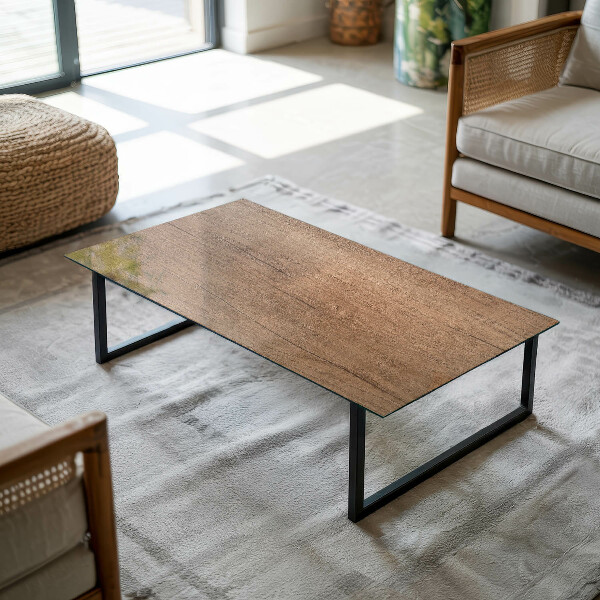 Decorative glass table top with print Stylish wood motif