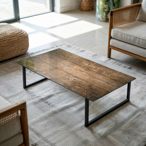 Rectangular glass table top Wood panel pattern