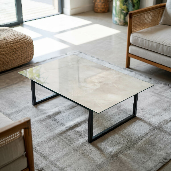 Rectangular glass table top Marble pattern