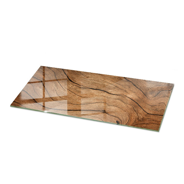 Rectangular glass table top Natural wood texture