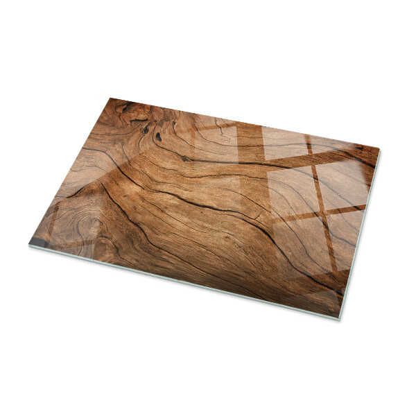 Rectangular glass table top Natural wood texture