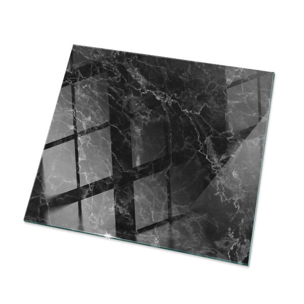 Rectangular glass table top with print Veined marble pattern