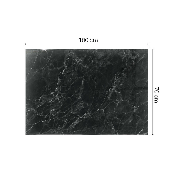 Rectangular glass table top with print Veined marble pattern