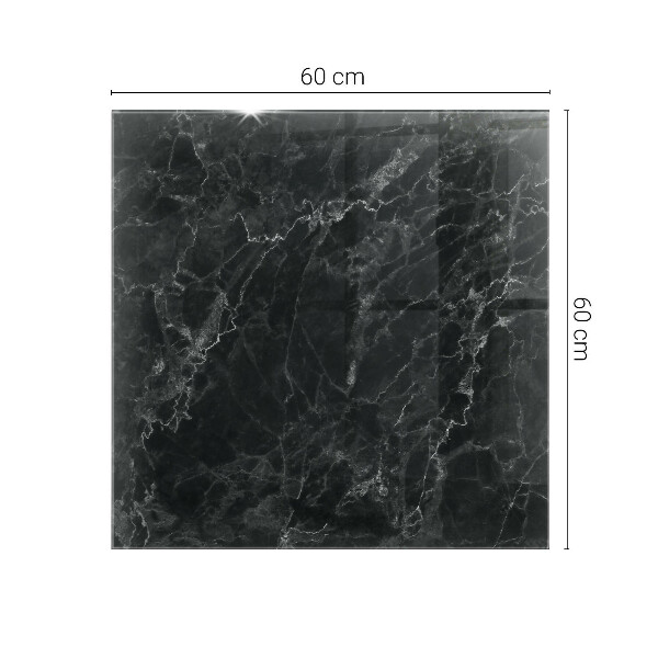 Rectangular glass table top with print Veined marble pattern