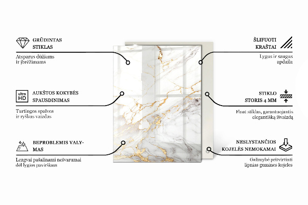 Decorative glass table top with print Natural stone pattern