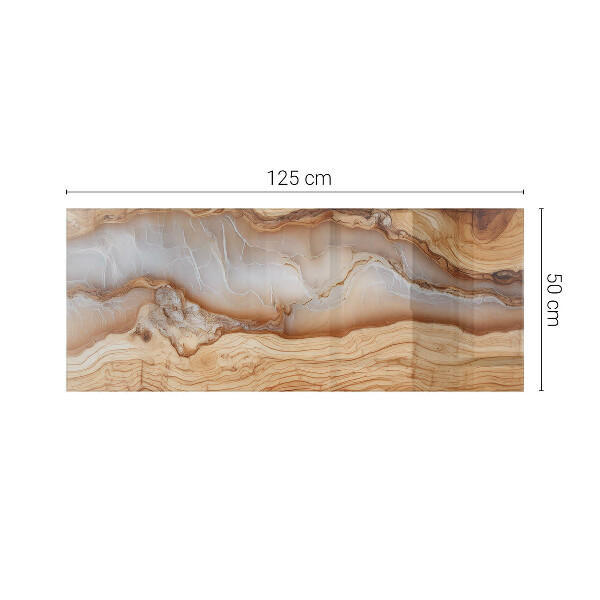 Decorative glass table top with print Natural wood and resin pattern