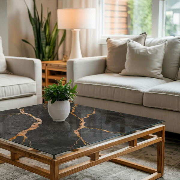 Rectangular glass table top Marble pattern with delicate veins