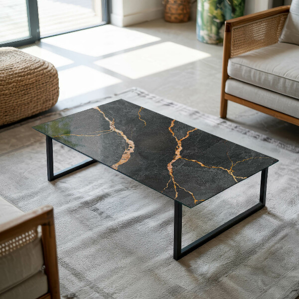 Rectangular glass table top Marble pattern with delicate veins