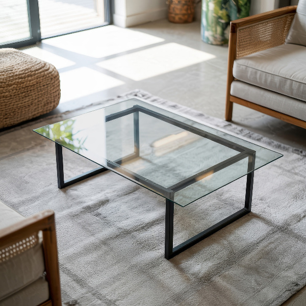 Rectangular glass table top transparent