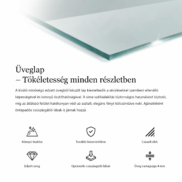 Rectangular glass table top transparent