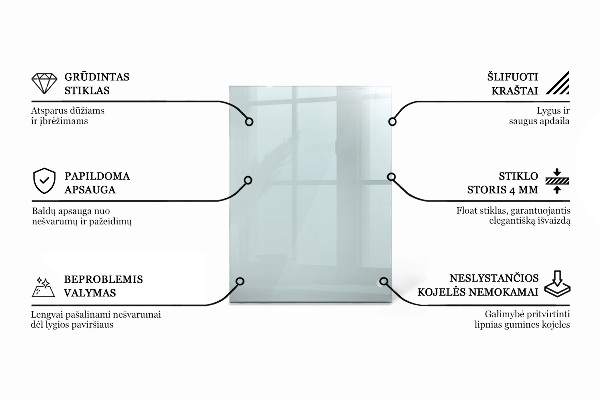 Rectangular glass table top transparent