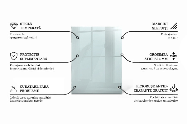 Rectangular glass table top transparent
