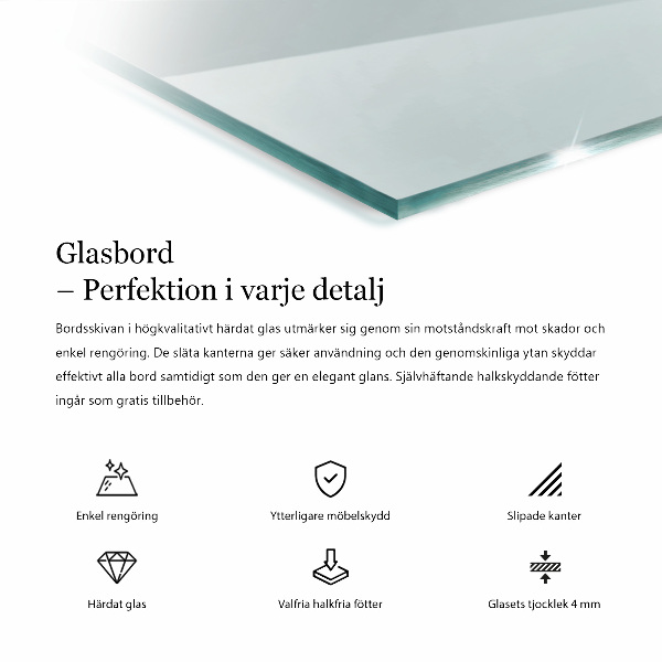 Rectangular glass table top transparent