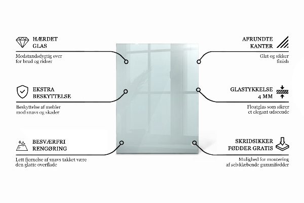Rectangular glass table top transparent