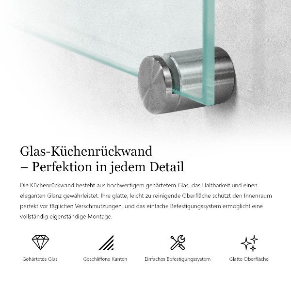 Printed glass splashback transparent 100x30 cm