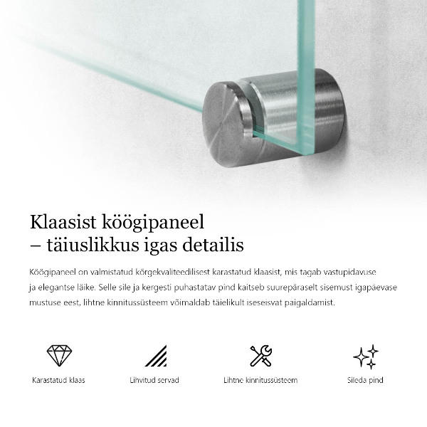 Printed glass splashback transparent 100x30 cm