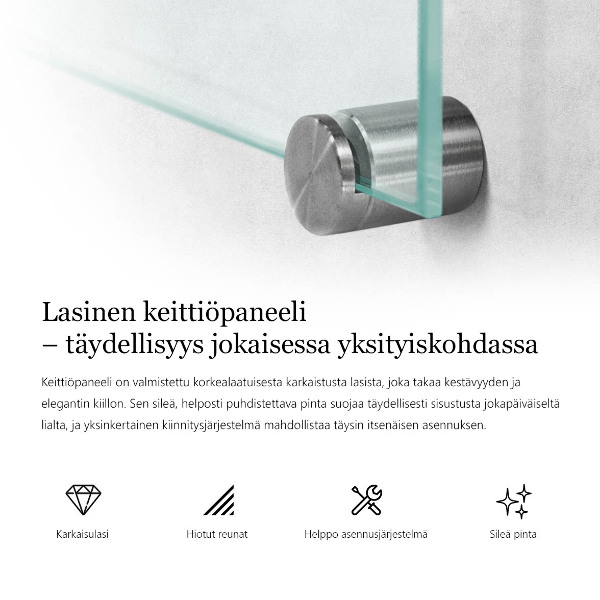 Printed glass splashback transparent 100x30 cm