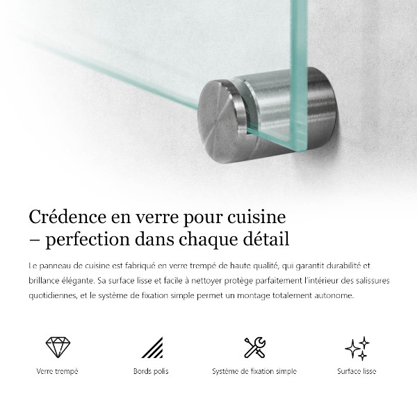 Transparent kitchen panel 100x50 cm