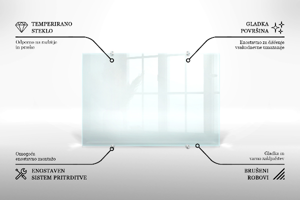 Transparent coloured glass splashback 140x70 cm