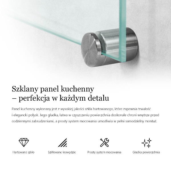 Transparent printed glass splashback 80x60 cm