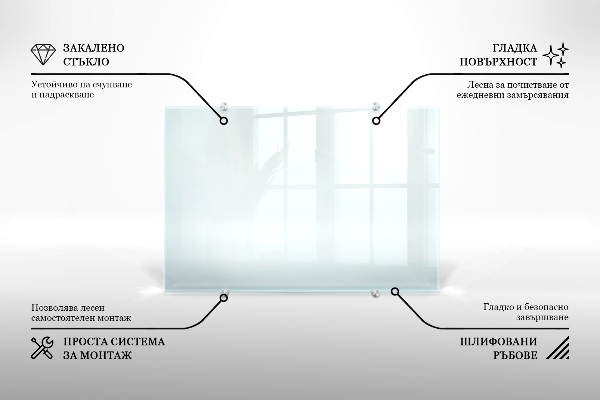 Transparent printed glass splashback 80x60 cm