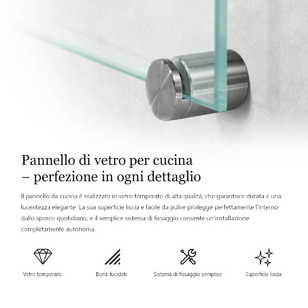 Transparent printed glass splashback 80x60 cm