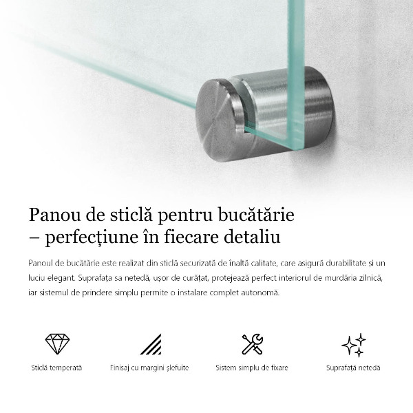 Transparent printed glass splashback 80x60 cm