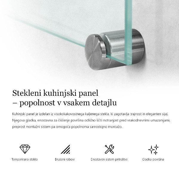 Transparent printed glass splashback 80x60 cm