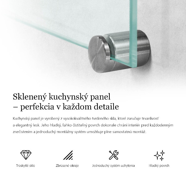 Transparent printed glass splashback 80x60 cm