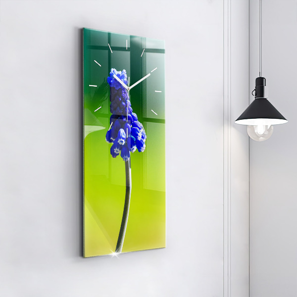 Vertical wall clock Blue flowers