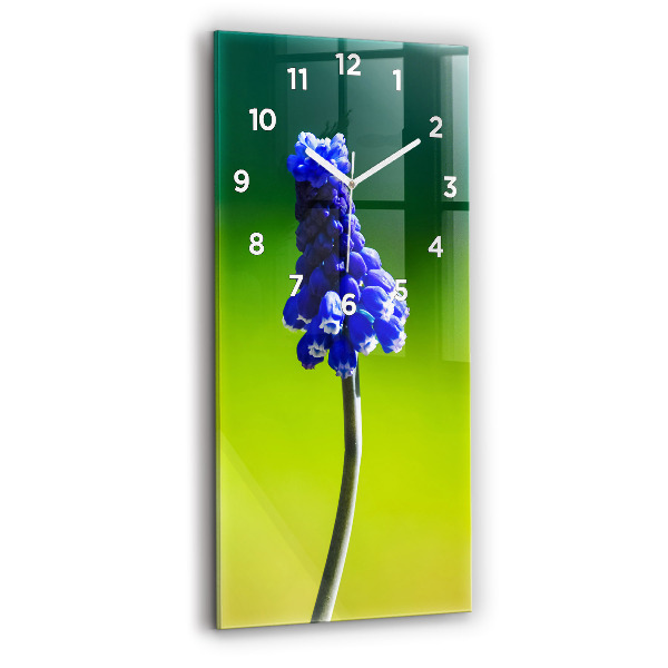 Vertical wall clock Blue flowers