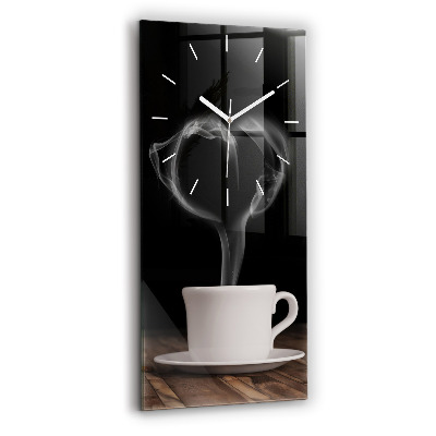 Vertical wall clock A cup of hot coffee