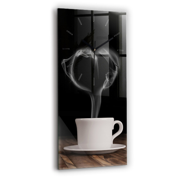 Vertical wall clock A cup of hot coffee