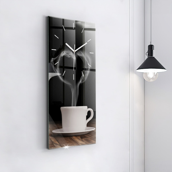 Vertical wall clock A cup of hot coffee
