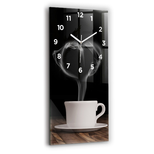 Vertical wall clock A cup of hot coffee
