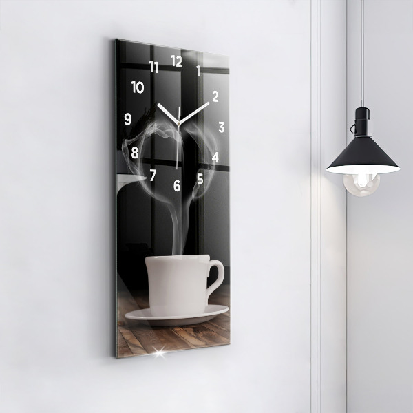 Vertical wall clock A cup of hot coffee