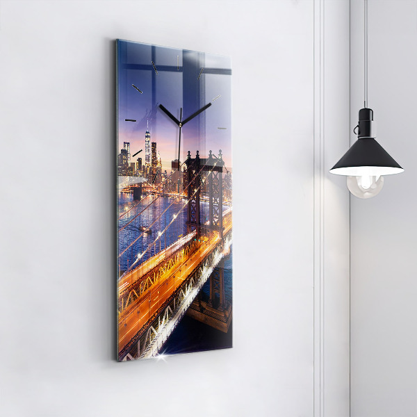 Vertical wall clock New York and the sunset
