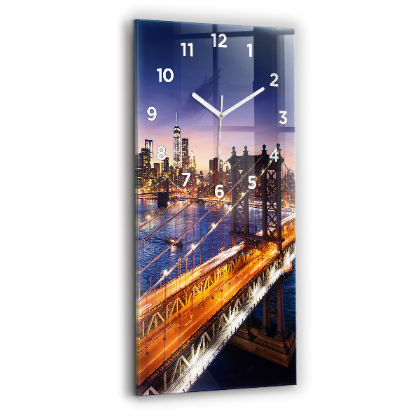 Vertical wall clock New York and the sunset