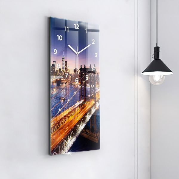 Vertical wall clock New York and the sunset