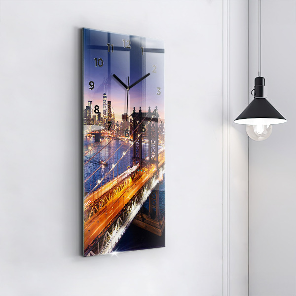 Vertical wall clock New York and the sunset
