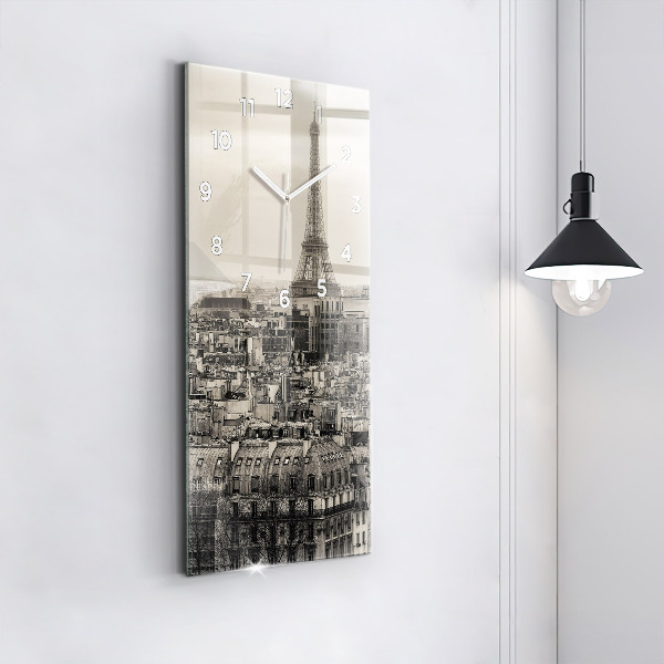 Vertical wall clock Landscape panorama of Paris