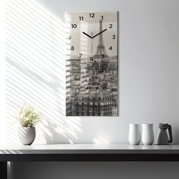 Vertical wall clock Landscape panorama of Paris