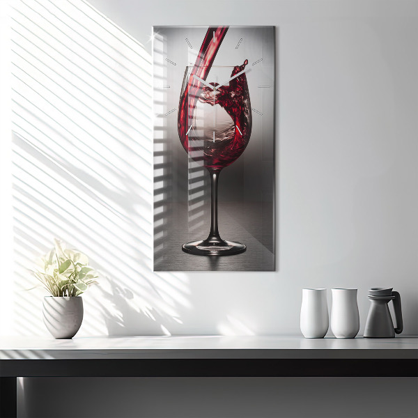 Vertical wall clock Glass of wine