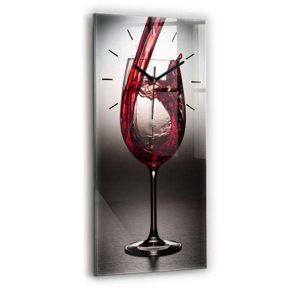 Vertical wall clock Glass of wine