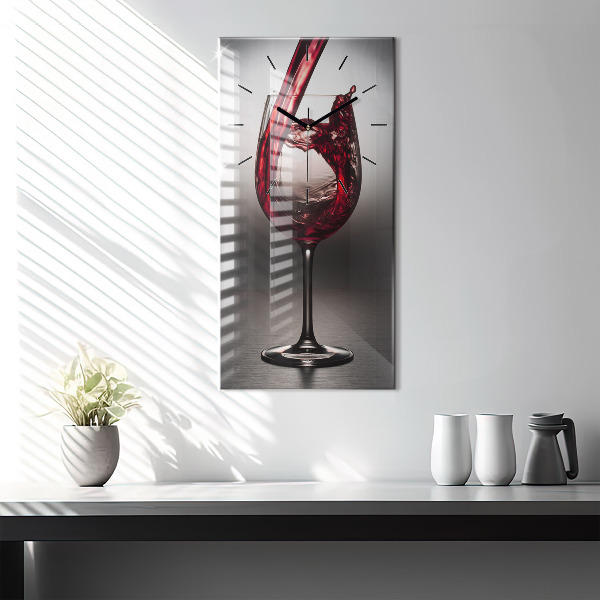 Vertical wall clock Glass of wine