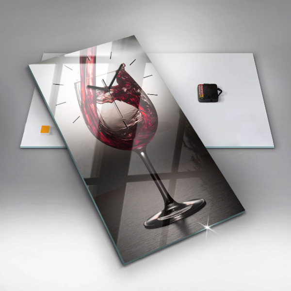 Vertical wall clock Glass of wine