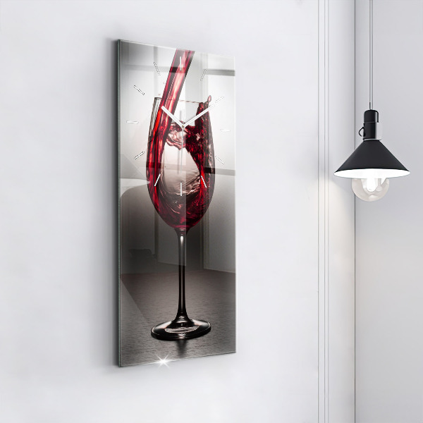 Vertical wall clock Glass of wine