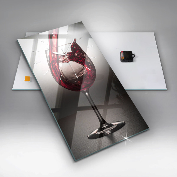 Vertical wall clock Glass of wine