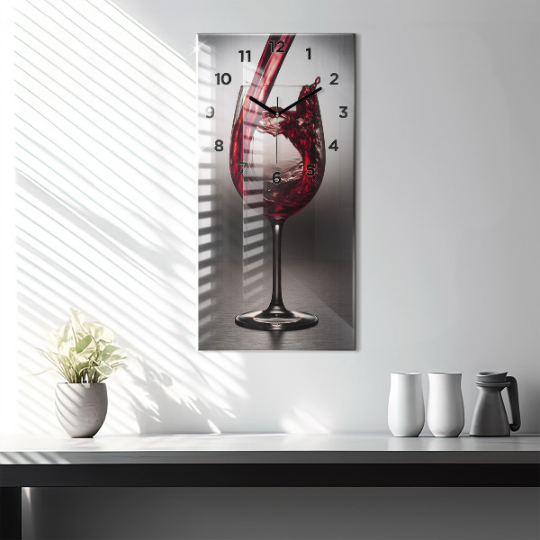 Vertical wall clock Glass of wine