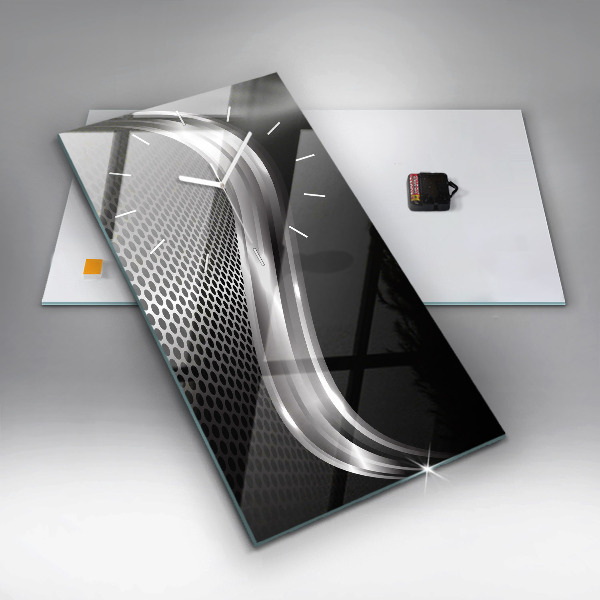 Vertical wall clock Black metal abstraction